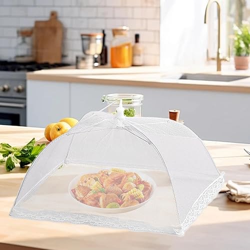 Cloches alimentaires pop-up en maille – Parapluie de cuisine carré pliable | Tentes de service pop-up en maille de 35,6 cm | Protections d'écran réutilisables | Filet alimentaire à suspendre - Nail Gallerys