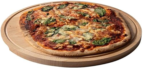 Boska Plateau à Pizza Amigo XL/Planche de présentation ⌀44cm / Bois de hêtre/Avec tranchée/Également pour le petit-déjeuner, déjeuner et diner/Ronde - Nail Gallerys