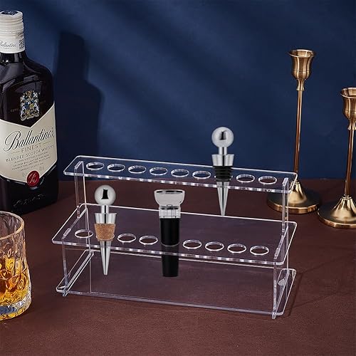 UNICRAFTALE 2 Ensemble Présentoirs Bouchons de Bouteille de Vin 18 emplacements en Acrylique Transparent Support à 2 Niveaux pour Bouchons de Vin Présentoir pour Comptoir 24x10x12cm - Nail Gallerys