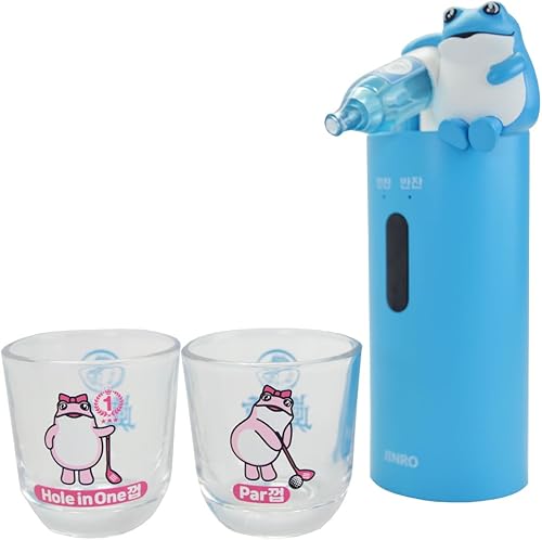 Jinro Distributeur de Soju Avec 2 Verres, Automatique Sans Contact - Boissons Coréennes Classiques - Cadeaux Amusants - Tube en Silicone 2 Tailles - Nail Gallerys
