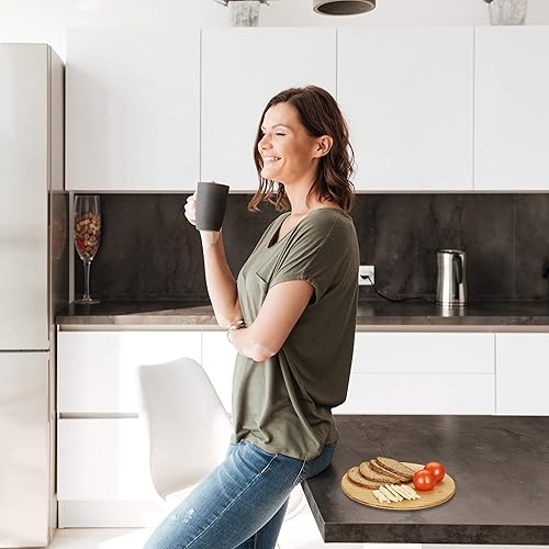 Relaxdays Assiette de service tournante 360°, plateau tournant bambou, fromage huile épice confiture, 32 cm, nature - Nail Gallerys