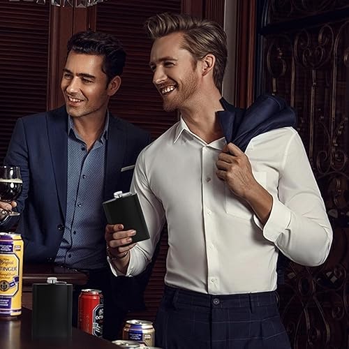 Flasque en acier inoxydable avec entonnoir - 230 ml - Pour homme et femme - Cadeau de qualité supérieure - Noir - Petite flasque pour la randonnée, l'escalade, le camping - Nail Gallerys