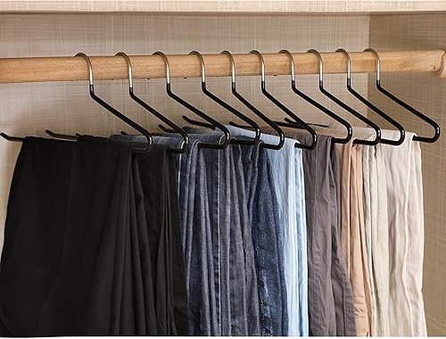 SONGMICS Cintres Pantalon en métal, Lot de 50, Longueur de 38 cm, Solide Diamètre 5 mm, Cintres Chromé, Revêtement antiglisse en PVC, Antidérapant, Peu encombrant, Noir CRI00450 - Nail Gallerys