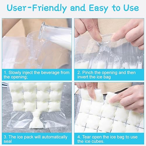 WOLMIK Lot de 20 sacs à glaçons – 480 glaçons auto-scellants pour la congélation, sacs jetables pour machine à glaçons en polyéthylène de qualité alimentaire pour whisky, jus, boissons, cocktails, - Nail Gallerys