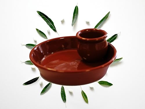 Fackelmann Petite Assiette à Olives en céramique, Bol à Olives en Terre Cuite avec récipient pour noyaux d'olives, Assiette pour collations, Couleur Naturelle, Ø13 x 5 cm, 1 unité. - Nail Gallerys