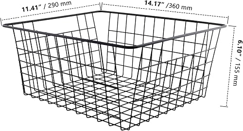 ZOENHOU Lot de 2 corbeilles en métal noir - 36 x 29 x 15,5 cm - Avec poignées - Pour cuisine, salle de bain, garde-manger, bureau - Nail Gallerys
