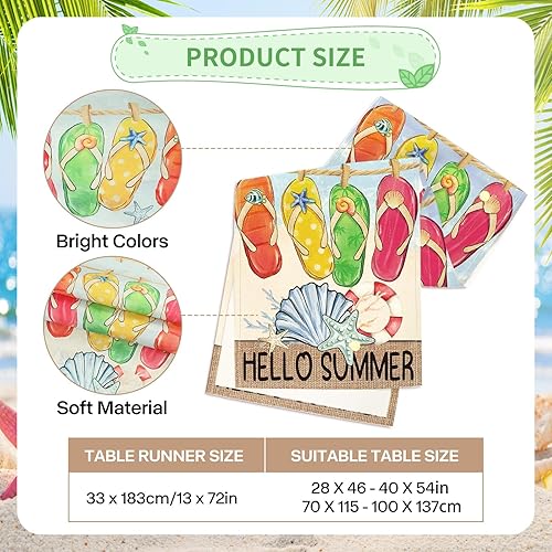 Chemin de Table d'Été Hawaïen Tropical Chemin de Table Estival Décoration de Table été avec Motifs Feuilles de Palmier pour Cuisine et Salle à Manger, Décoration d'Intérieur - Nail Gallerys