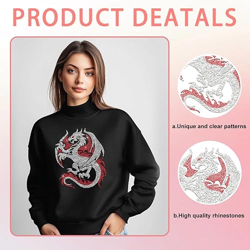 GOMAKERER 1pc Strass Thermocollant à Motif de Dragon Occidental Autocollant de Transfert de Chaleur pour Réparation de Vêtements Cristal Scintillant Patch Transfert de Chaleur pour T Shirt Pantalons - Nail Gallerys
