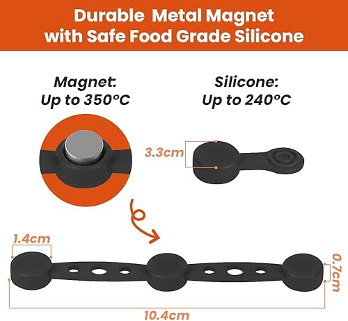 AOOTE Boucle Magnétique en Silicone pour Friteuse à Air, 2PCS Aimants de Doublure de Friteuse à Air, Boucle de Fixation en Silicone Résistante Aux Hautes Températures (Rouge) - Nail Gallerys