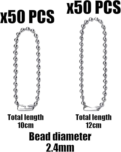 HDGSAFD Lot de 100 chaînes à billes - 10 cm - Chaîne à billes - 12 cm (zilver) - Nail Gallerys