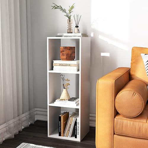 COSTWAY Bibliothèque Cube à 3 Niveaux, Etagère de Rangement avec 3 Compartiments Ouverte, Kit Anti-basculement, Etagère de Présentation à 3 Casiers, pour Bureau, Chambre, Salon, Blanc - Nail Gallerys