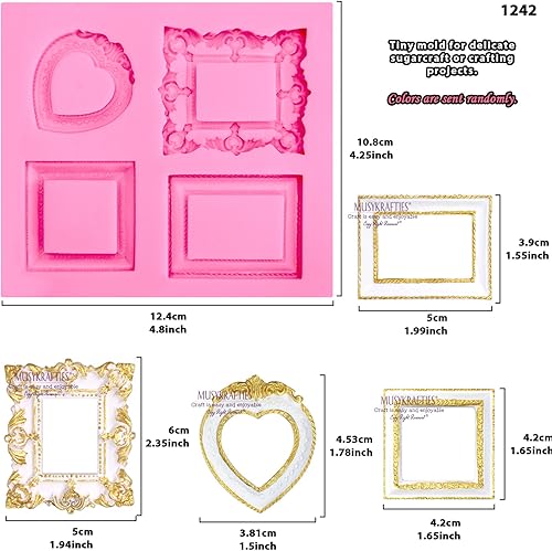 Musykrafties Lot de 2 moules en silicone camée avec cadre photo pour pâte à sucre, résine époxy, chocolat, argile polymère - Nail Gallerys