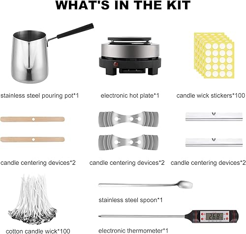 Kit de fabrication de bougies de Cire Bricolage,600ml Cire et accessoires pour la fabrication de bougies parfumées avec poignée anti-brûlure Plaque chauffante électronique pour adultes débutants - Nail Gallerys