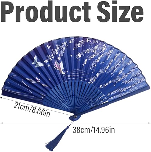 Éventails Pliants, 2 Pièces en bambou et tissu de soie, Frange en Soie et Bambou Style Japonais, pour Decoration Mariage Fête Cadeau, Bambou Eventail Japonais Éventail à Main Evantail Pliable - Nail Gallerys