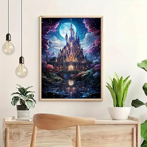 Kit Diamond Painting 5D Château, Kit de peinture au diamant pour débutants adultes, Ensemble complet de strass en diamant, Peinture Diamant pour Décoration Murale Maison, Cadeau de festival, 30x40cm - Nail Gallerys