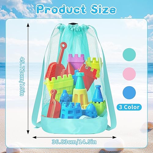 3 Pièces Sac de Rangement pour Jouets de Plage,Sac de Plage en Filet Pliable,Grand Sacs à Jouets Plages en Maille pour Enfants Natation Voyage de Plage Vacances Stockage - Nail Gallerys