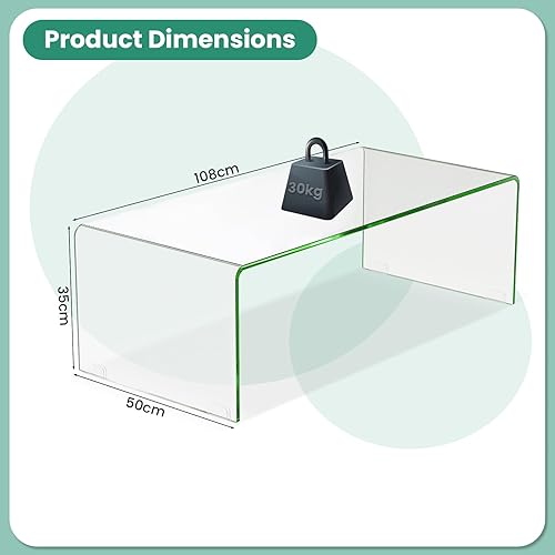 GOPLUS Table Basse Verre Trempé, Table Basse Salon Moderne Minimaliste sans Assemblage, pour Salon, Chambre, Appartement,Charge 30KG108X50X35 CM - Nail Gallerys