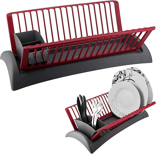 GEEZY Égouttoir à Vaisselle Compact en Plastique avec bac d'égouttage et Compartiment à Couverts réglable - Nail Gallerys