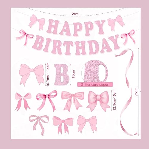 Deco Anniversaire Guirlande, Joyeux Anniversaire, Happy Birthday Bannière, Guirlande Joyeux Anniversaire avec Ruban Rose pour Table Fête Party Anniversaire Cérémoniee - Nail Gallerys