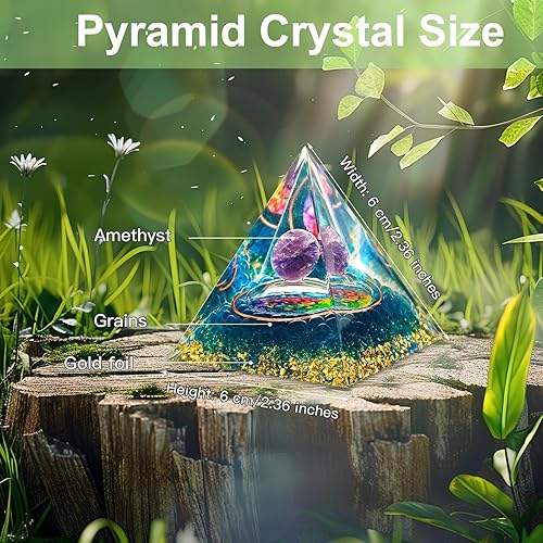 Chingcoo Pyramide en cristal améthyste verte aventurine résine pyramide méditation cadeaux spirituels décoration ésotérisme cadeaux 6 cm - Nail Gallerys