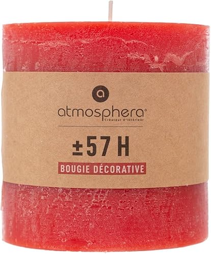 Atmosphera - Bougie rustique - rouge - 663g - Nail Gallerys