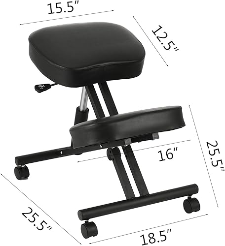 Ukiki Tabouret Ergonomique Tabouret Réglable Ergonomique Coussins Confortables Bureau Maison Façonnant et Soulageant Stress Fauteuil Ergonomique à Genoux Tabouret (Noir) - Nail Gallerys