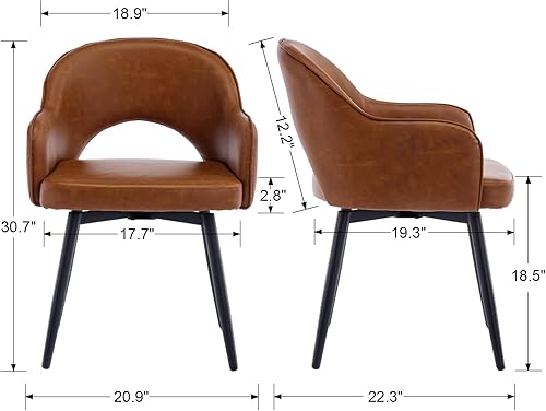 Ya-Home Lot de 2 Chaise de Salle à Manger en Cuir PU Chaise de Cusine Pivotante avec Accoudoirs Chaise à Manger pour Cuisine/Salle de Séjour, Marron - Nail Gallerys