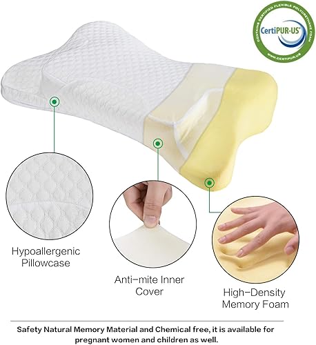 UUQ Orthopedic Oreiller Contour en Mousse à mémoire pour la Douleur au Cou et aux épaules, Oreiller Cervical Ergonomique pour Les dormeurs latéraux - Nail Gallerys