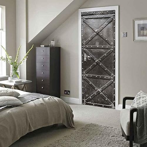 Stickers 3D Porte Poster Portail Ancien En Fer Noir 95 X 215 Cm Papier Peint Porte Trompe L'Oeil Pour Chambre Salon Décoration De La Maison Stickers Muraux Imperméable Stickers Amovibles - Photo De L - Nail Gallerys
