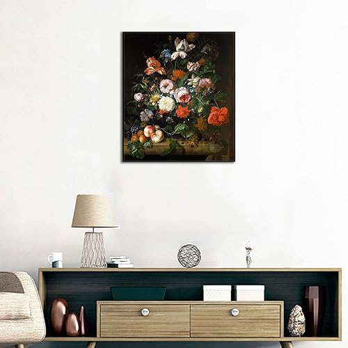 EVANEM Tableau toile baroque. Rachel Ruysch Impressions sur toile. Nature morte avec des fleurs - Célèbre reproduction de Tableaux à l’huile pour salon Home Decor 50x60cm sans cadre - Nail Gallerys