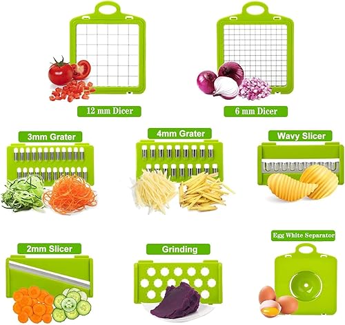 Toskope Coupe Legumes Multifonctions 16 en 1, Mandoline de Cuisine et Coupe Legumes Manuel à 7 Lames Remplaçables, Decoupe Legumes pour Oignons, Légumes - Nail Gallerys