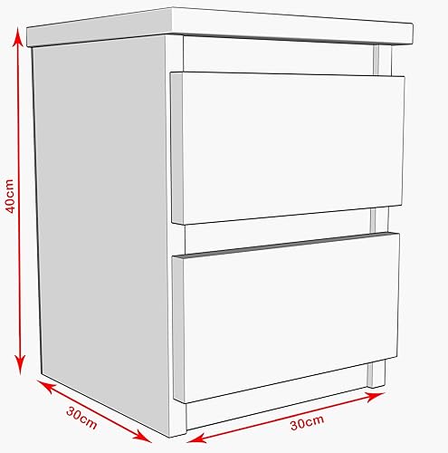 MRBLS Lot de 2 tables de chevet modernes avec tiroirs, commode en bois pour votre chambre (blanc mat) – 32,5 x 43 x 30 cm (l x H x P) - Nail Gallerys