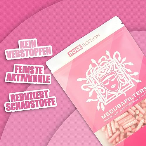Medusafilters 250 filtres à charbon actif Ø 6 mm | Tip Size | ROSÉ Edition | avec des capuchons en fibres végétaliennes et du charbon actif pour moins de polluants - Nail Gallerys