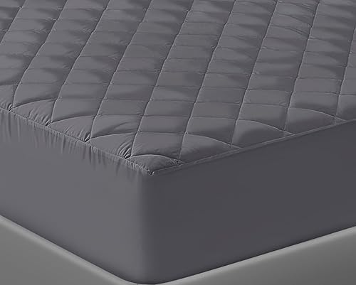 Protège-matelas hypoallergénique respirant super doux gris anthracite matelassé extra profond (double) - Nail Gallerys