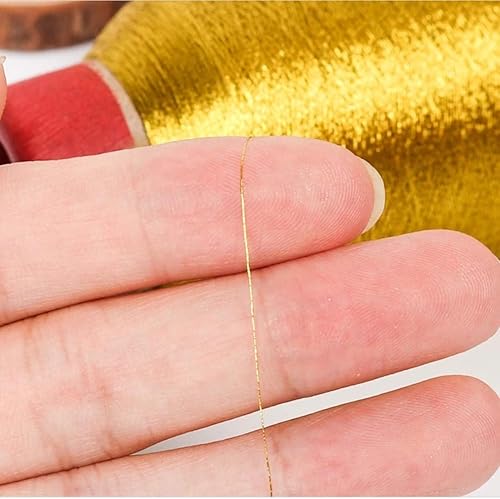 2 Rouleaux Fil à Broder Fil à Broderie Métallique Fil à Coudre Polyester Bobine de Fil broderie Machine Métallique pour la Broderie Informatisée et la Couture(Or + argent) - Nail Gallerys
