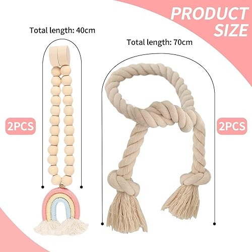 CWPFVQA 2 Attaches De Rideau Arc-en-Ciel avec 2 Attaches De Rideau À Nœud De Corde, Attaches De Rideau Magnétiques À Pompon Arc-en-Ciel, Attaches De Rideau sans Poinçon, Accessoires De Rideau - Nail Gallerys