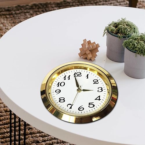 FengQingHuaGG Mini insert rond d'horloge avec chiffres arabes, convient pour trou de 35 mm de diamètre, pour réparation d'horloge de bureau, pièces de rechange (doré) - Nail Gallerys