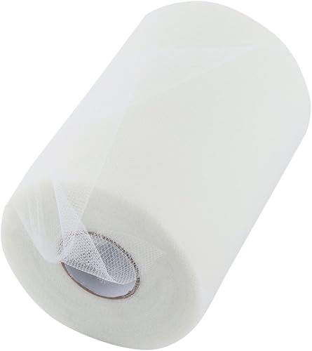 Rouleau de Tulle Blanc, 15cm*100Yards(92m) Polyester Tulle Tissu Rouleau, Tulle Mariage Décoration, Rouleau Tulle Bobine pour Mariage/Anniversaire/Emballage de Cadeau/Décoration/Tutu/Artisanat - Nail Gallerys