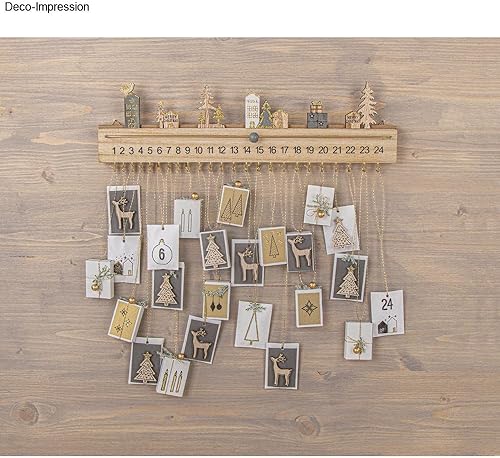 Rayher 46556000 Calendrier de l’Avent, bois MDF, mural, 1 pce, 40X3,5X12cm, à garnir avec des petits sacs, des cartes, réutilisable, période de l’Avent, Noëlalender - Nail Gallerys