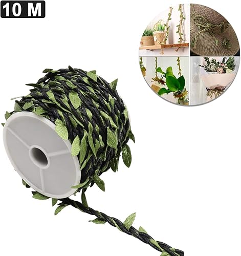 CCUCKY 10M Vignes Artificielles, Feuilles de Lierre de Feuillage, Rotin Décoratif de Toile de Jute, pour la Fête de Festival et la Décoration de Mariage de DIY (Noir) - Nail Gallerys