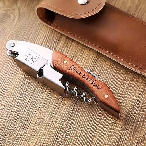 Tire-bouchon Gravé Personnalisé, Tire-bouchon À Vin Avec Poignée En Bois, Tire-bouchon De Serveur, Texte Personnalisé, Ouvre-bouteille 3-en-1 - Nail Gallerys