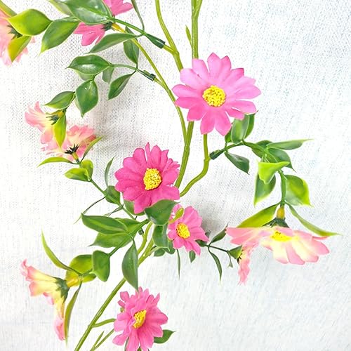 CONNECTION Lot de 2 guirlandes de fleurs artificielles roses - 2,1 m - Guirlande de fleurs artificielles - Pour mariage, jardin, chambre, fête - Décoration murale - Nail Gallerys