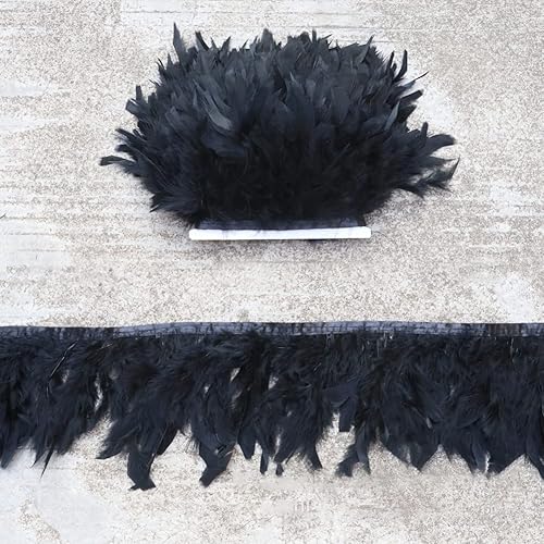 URFEDA Ruban Plume 2m 13-18 Cm Frange en Plumes de Coq Ruban en Satin Dentelle de Plumes Multicolores DIY Jupe Vêtements Costume Décoration, Artisanat Accessoires de Couture Orange - Nail Gallerys