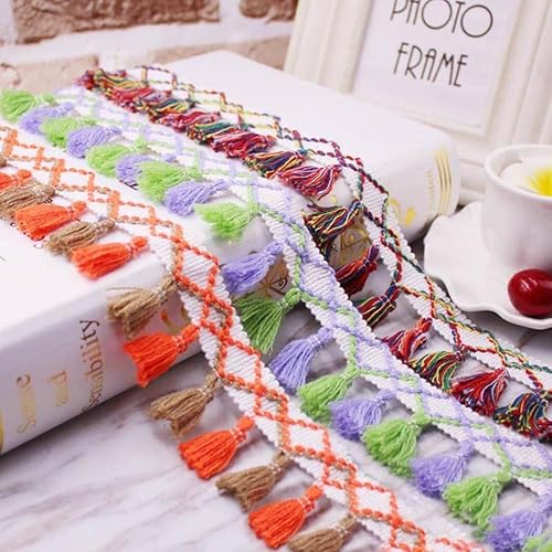 1yards/lot Gland Frange Garniture Tissu Glands Frange Dentelle Garnitures avec Glands pour Rideaux décoration DIY Couture Accessoires-10 Rouge et Noir - Nail Gallerys