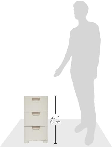 CURVER | Tour de rangement 3 tiroirs STYLE, Aspect rotin, Ivoire, 37,8 x 32,8 x 59,5 cm, Plastique - Nail Gallerys
