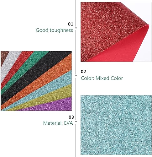 Healifty Lot de 10 feuilles de mousse EVA à paillettes colorées pour projets de bricolage, loisirs créatifs, scrapbooking, art, salle de classe, fête - Nail Gallerys