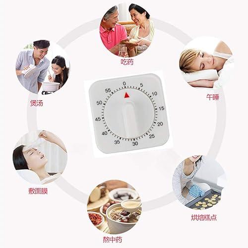 Minuteur mécanique carré de 60 degrés pour la cuisine, compte à rebours, alarme, préparation des aliments, minuteur mécanique de cuisson de taille compacte - Nail Gallerys