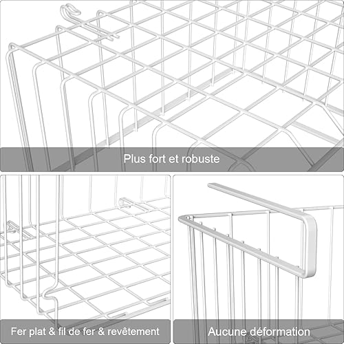 Tiikiy Panier Suspendu Étagère Panier Suspendu en Métal 2 Pièces Paniers de Placard Paniers de Rangement Sans Perçage Armoire de Cuisine pour Cuisine Placard Etagère Salle de Bain Bureau Blanc - Nail Gallerys