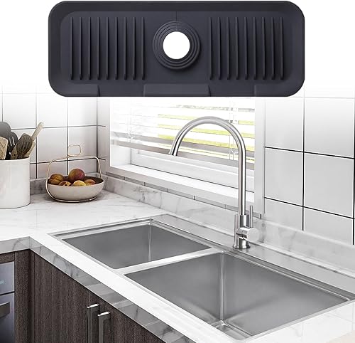 Tapis de robinet de cuisine – Protection anti-éclaboussures en silicone – Tapis de drainage pour évier – Tapis récupérateur d'eau pour salle de lavage RV 14 x 38 cm - Nail Gallerys