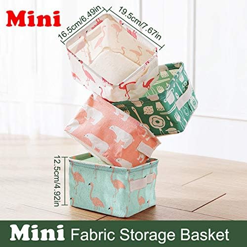 Lot de 4 Paniers de Rangement, Petite Boîte de Rangement Pliable Pratique Tiroir en Tissu Lin Panier Stockage de Bureau, Corbeilles de Rangement en Tissu pour étagères/Bureau/Jouets/Llivres/Maquillage - Nail Gallerys